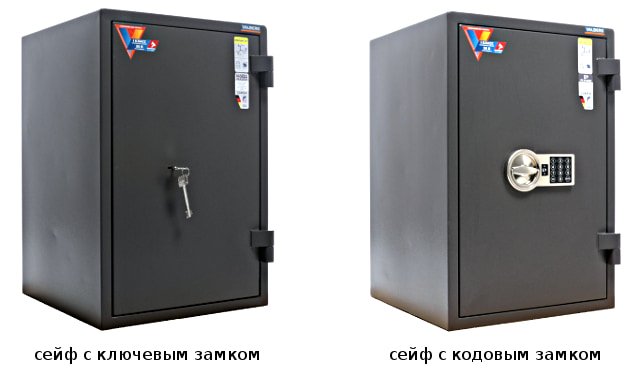 Сейфы с ключевым и кодовым электронным замками.