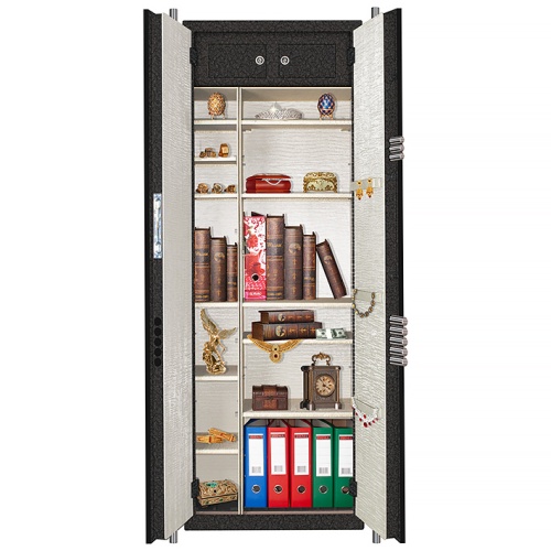 Сейф BS-9810 UN L43 LUX. Цвет покрытия / внутр. отделки: черный с эффектом кожи / белый кашемир.