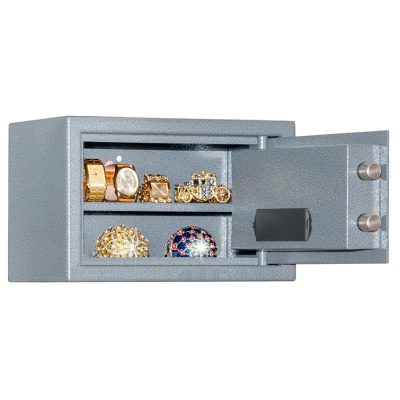 Сейф AS 2031SH EL - открытый, цвет серый с эффектом молотковой эмали.