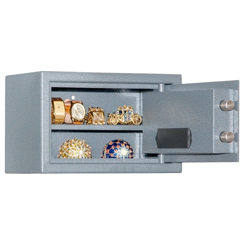 Сейф AS 2031SH EL - открытый, цвет серый с эффектом молотковой эмали.