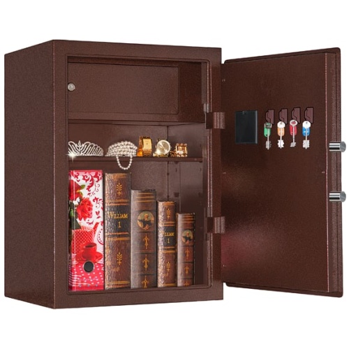 Сейф AGATE LT-63EL (цвет медный антик) — открытый, с переставляемой полкой.