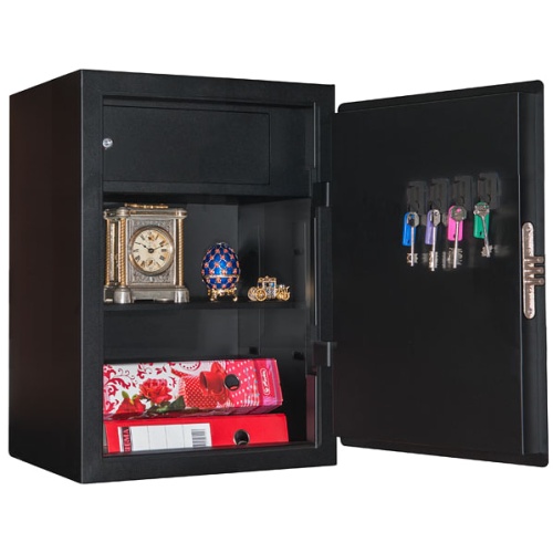 Сейф AGATE LT-63K (черный дымчатый) — открытый.