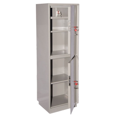 Бухгалтерский шкаф КБС-023Т — открытый, внутреннее устройство.