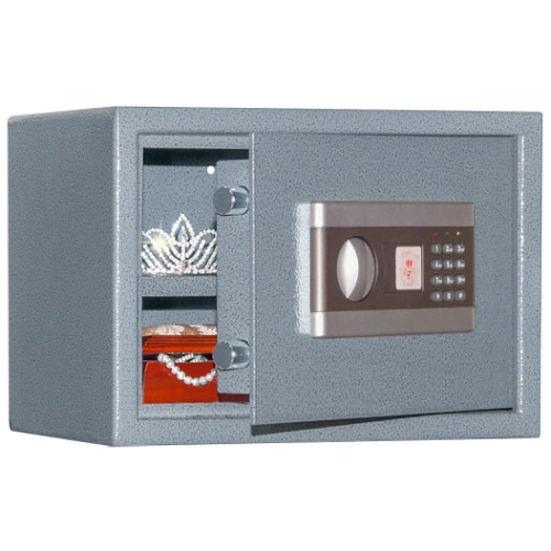 Мебельный сейф AGATE AS 2535 EL. Цвет серый с эффектом молотковой эмали.