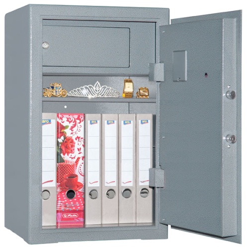 Сейф AGATE SV 65 EL+K (открытый с 1 полкой), цвет серый.