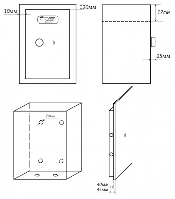 Сейф SAFEtronics NTL-80 (схематическое изображение, размеры)