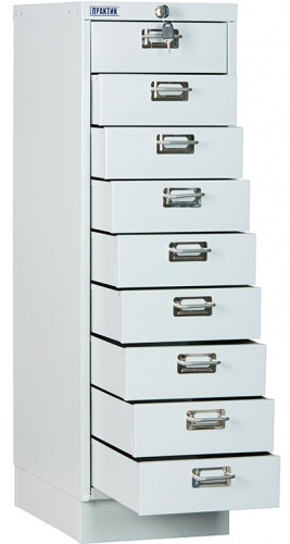 Многоящичный шкаф Практик MDC-A3/910/9 — с выдвинутыми ящиками. Многоящичный шкаф Практик MDC-A3/910/9 — с выдвинутыми ящиками.