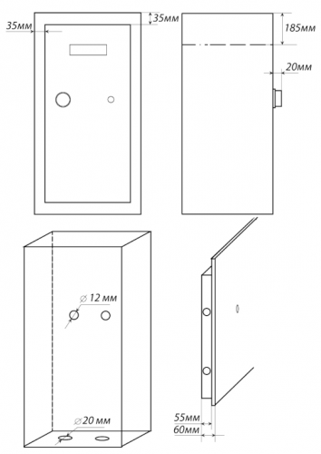 Сейф SAFEtronics IVETA PMEs (схематическое изображение, размеры)